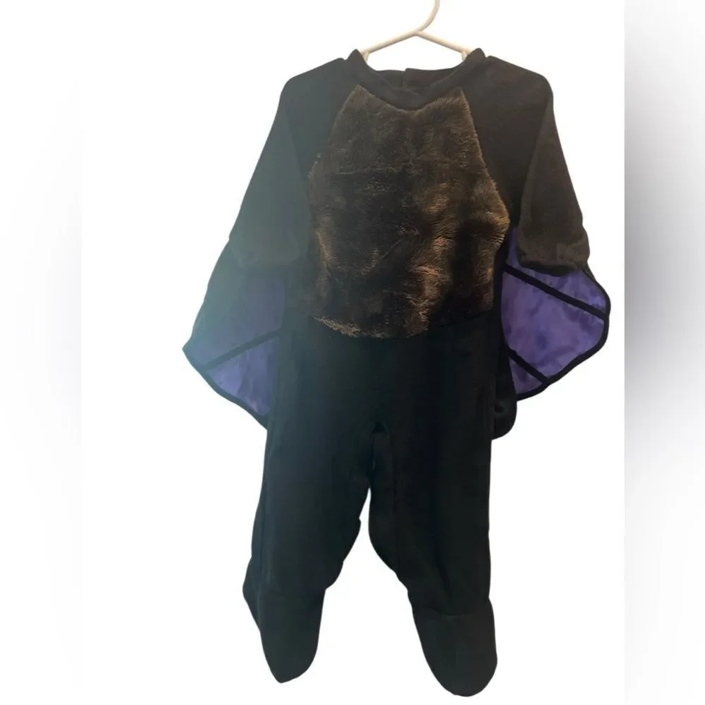 My First Halloween Lil Bat Costume Separate Hat Black Purple Wings  Size Infant